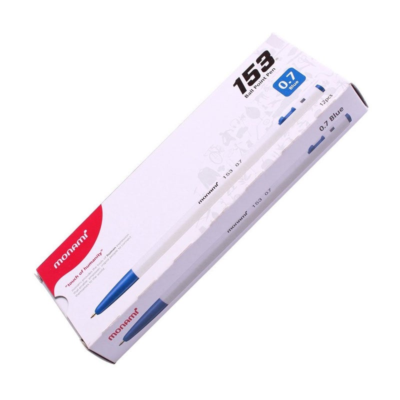Monami 153 Ballpoint Pen 0.7mm Dozen Box (Black, Blue, Red Ink Assorted Color 12 Pens) - Image 5